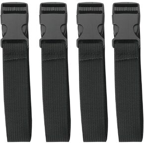 4PCS Adjustable Buckle Nylon Strap 1x47 inch with Quick Release Buckle Multi Functional Waist Pack Strap for Camera Camping Supplies Luggage Oven Grill Kayak Mounting Strap Black
