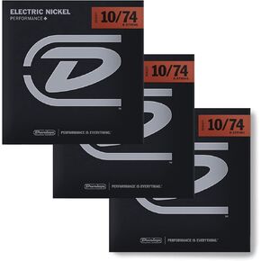 Dunlop DEN1074 Nickel Wound Electric Guitar Strings, Medium, .010–.074, 8 Strings/Set (3 pack)