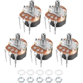 uxcell WH138 Potentiometer with Switch 20K Ohm Variable Resistors Single Turn Rotary Carbon Film Taper 5pcs