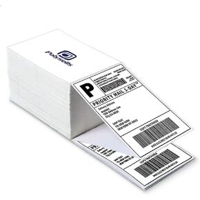 POLYSELLS Thermal Direct Shipping Labels White Perforated, 1000 Labels per Stack (Fanfold 4x6 Shipping Label, 1 Stack, Total 1000 Labels) - Commercial Grade