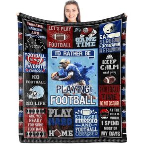 Punofell Football Gifts, Football Gifts for Boys 8-12, Valentine Football Gift for Men, Gifts for Football Players/Lovers, Football Team Gifts, Gifts for Who Loves Football Blanket 50'' x 60''