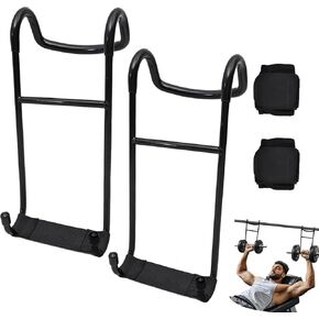Upgraded 2-Pack Dumbbell Spotter Hooks Barbell Attachment ,220 lbs Load Capacity Heavy Duty Dumbbell Hooks with Wrist Straps,Barbells Safety Hangerf,Shoulder and Chest Bench Press Hanging Workouts
