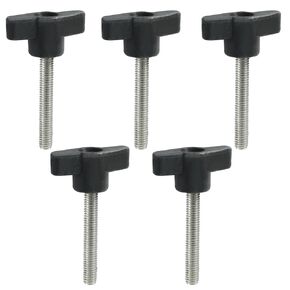 5 Pcs M6 x 40 mm Tee Wing Screw Knobs, Carbon Steel Thread with Plastic Z Type Handle Thumb Screw, Black Clamping Screw Knob for Quick Remove Hand Tightening Screw Knob Replacement