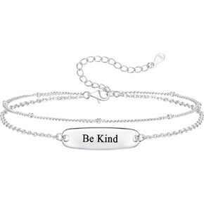 ZOEXUE 925 Sterling Silver Be Kind of A Bith Bracelet - 14k Gold/Silver Filled Layered Beaded Hidden Message Bracelets Be Kind Of A Bich Motivational Inspirational Gifts for Women Friend Sister
