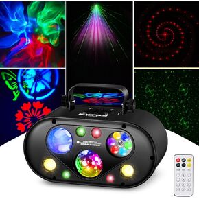 Stage Lights Party Light, 5 in 1 DJ Laser Lights Magic Ball LED Patterns Strobe Light Multi Effects Sound Activated, Auto Remote DMX Control for Disco Party Show Music Dance Bar Wedding Events