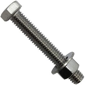 1/2" x 5" - 304-STAINLESS Steel Bolts, Nuts & WASHERS - 18-8 HEX Head Bolt - 304 Grade. General Purpose Bolts + Nuts + Washers - Full Thread Tap Bolts (10)