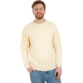 SAOL Irish Merino Wool Men Crew Neck Sweater (Natural, XL)