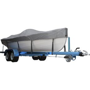 Team Obsidian Boat Cover - Heavy Duty Waterproof Boat Covers - Water Proof Fitted Winter Boat Cover - Top for V-Hull Tri Hull Jon Fishing Bass Trailerable Boat - Protect Your Boat