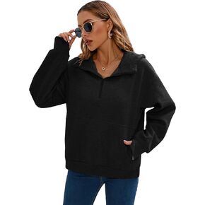 Famulily Womens Athletic Workout Hoodies Half Zipper Pullover Long Sleeve with Thumbhole Relaxed Fit Cozy fleece Lined Hoodie