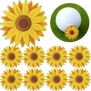 9 Pcs Sunflower Golf Ball Markers for Women Men 1 Inch Golf Ball Markers for Putting Green for Golfer Funny Golf Accessories