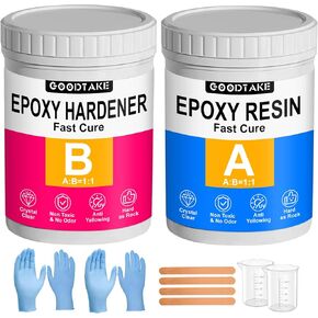 GOODTAKE Epoxy Resin, Epoxy Resin Crystal Clear-Not Yellowing and No Bubble Self Leveling Easy Mix 1:1 Casting & Coating for DIY Jewelry Making of The Art Resin & Epoxy Resin - 24 oz Epoxy Resin Kit
