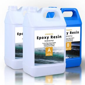 OYOOWOOA Deep Pour Epoxy Resin 4 Gallons Kit 2:1 Liquid Resina Epoxica Transparente Crystal Clear Casting Resin for Garage Floor River Tables Live Edge and Wood Filler