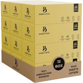 Bamboo Facial Tissues, Lotion Soft, 3-Ply Unbleached & Chemical-Free 120 Sheets/Box, Hypoallergenic for Sensitive Skin, FSC Certified, Plastic-Free, PFAS-Free, 100% Bamboo Tissues (12)