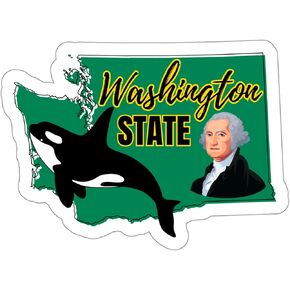 Washington State Sticker Travel Weatherproof Souvenir Decal Vinyl Small Waterproof for Water Bottle Mug Passport Notebook Laptop Computer Phone Car Stickers Size 4" ID44990