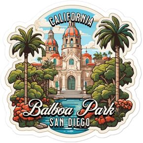 Balboa Park San Diego California Sticker Travel Weatherproof Souvenir Decal Vinyl Small Waterproof for Water Bottle Mug Passport Notebook Laptop Computer Phone Car Stickers Size 4" ID44990