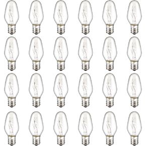 24 Pack C7 Night Light Bulbs, 15 Watt Night Light Bulbs Dimmable, E12 Candelabra Base Salt Lamp Bulbs Wax Warmer Bulbs for Salt Lamp Night Light Patio Xmas String Lights (Clear)