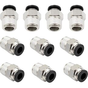 Yoebor Pneumatic Push to Connect Fitting Male Straight 1/4" Tube OD x 1/16" NPT Male Adapter (Pack of 10)