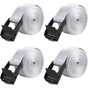 Azarxis Lashing Straps Ratchet Tie Down Secure Cinch Strap Adjustable Cam Buckles Belts Heavy Duty up to 441 lbs Capacity for Motorcycle Cargo Kayak Boat Canoe Truck Trailer (Gray - 4 Pack,6.6 ft)