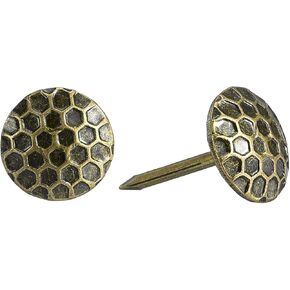 uxcell Upholstery Tacks Nail Pins Furniture, 100Pcs 11x17mm Thumb Tack Pins Assortment Kits Carbon Steel for Home Sofa DIY Decorative Nail Heads Nails, Yellow Bronze