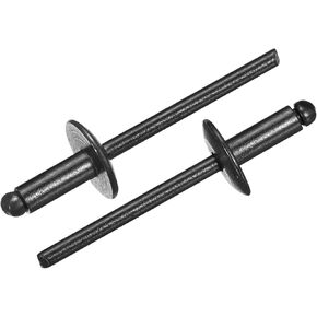 uxcell 100Pcs 5/32"x3/8" Large Flange Head Blind Rivets, Zinc-Plated Carbon Steel Grip and Mandrel Cap Blind Rivets, Black