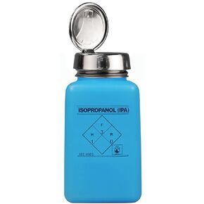 MENDA 35299 High-Density Polyethylene/Hdpe/Steel/Ldpe/Low-Density Polyethylene Dispensing Bottle, One-Touch Liquid Dispenser Pump, Printed "IPA", 6 oz., 16 fl. oz. Capacity, Blue