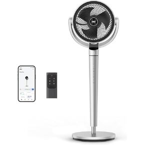 Dreo oscillating fan for bedroom,150°+120° Omni-Directional Quiet Floor Fans with Smart Control, 110ft Pedestal Fan with DC Motor, 9 Speeds, 6 Modes, 43'' Inches, 12H Timer, Wi-Fi/Voice/Alexa