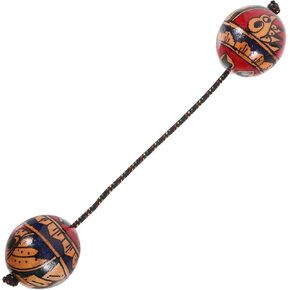 Garneck Asalato Wooden Rhythmic Ball Shaker Double Gourd Percussion Rhythmic Ball Handheld Sand Ball Shaker Percussion Traditional African Percussion Instrument for Music and Dance