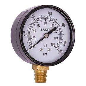 Baker LVBNA-160P Pressure Gauge, 0 to 160 psi