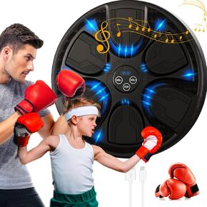 Music Boxing Machine, Smart Wall Mounted Target Boxing Training Machine with Boxing Gloves, Home Game Workout Equipment for Adults and Kids, Boxing Training Punching Equipment for Indoor and Gym