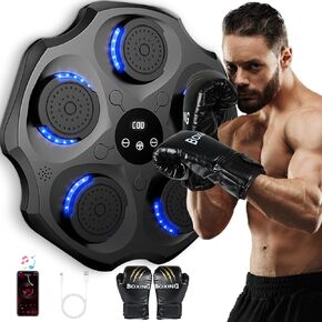 Boxing Machine with Gloves Music Boxing Machine for Adults & Kids Workout Equipment Smart One Punching Boxing Game Machine with Bluetooth for Home Gym Exercise