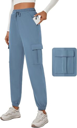 YOYOYOGA Womens Cargo Pants High Waisted Joggers Baggy Drawstring Sweatpants with Pockets Elastic Waist Athletic Pants in Saudi Arabia