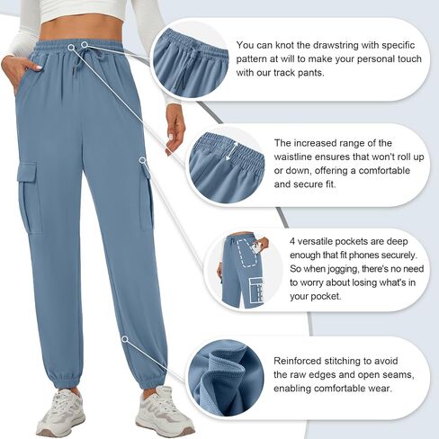 YOYOYOGA Womens Cargo Pants High Waisted Joggers Baggy Drawstring Sweatpants with Pockets Elastic Waist Athletic Pants in Saudi Arabia