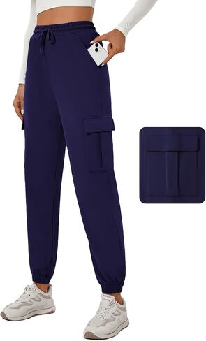 YOYOYOGA Womens Cargo Pants High Waisted Joggers Baggy Drawstring Sweatpants with Pockets Elastic Waist Athletic Pants in Saudi Arabia
