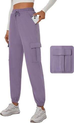 YOYOYOGA Womens Cargo Pants High Waisted Joggers Baggy Drawstring Sweatpants with Pockets Elastic Waist Athletic Pants in Saudi Arabia