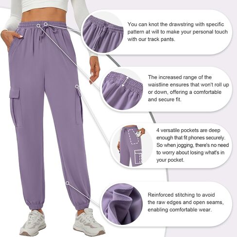 YOYOYOGA Womens Cargo Pants High Waisted Joggers Baggy Drawstring Sweatpants with Pockets Elastic Waist Athletic Pants in Saudi Arabia