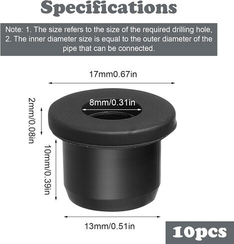 10pcs الحلقات المطاطية 1/2 "فتحة الحفر ، 5/16" معرف السيليكون أعلى قبعة الحلقات المطاطية للأسلاك توصيل الجدار الحماية الأسلاك مقابس الثقب الأسود أنابيب الفينيل في أنظمة الهيدروبونيك والري in Saudi Arabia