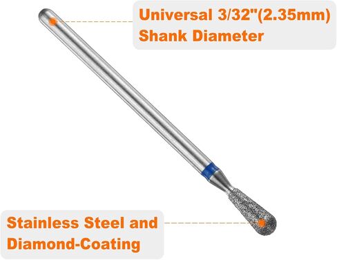 HARFINGTON 8pcs 120-140 Grits Diamond Grinding Bit 3.1mm Match Head 2.35mm Shank 8.5mm Length Stone Sanding Drill Bits Rotary Tool for Ceramic Glass Nails Grinding Polishing in Saudi Arabia