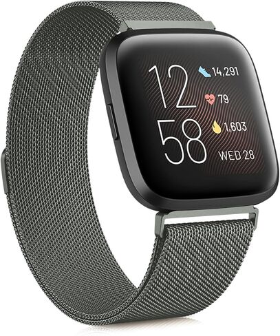 حزام معدني متوافق مع Fitbit Versa 2 Bands / Fitbit Versa Bands للنساء والرجال، حزام سوار بديل بحلقة شبكية من الفولاذ المقاوم للصدأ لساعة Fitbit Versa 2 / Fitbit Versa / Versa Lite / Versa SE الذكية in Kuwait