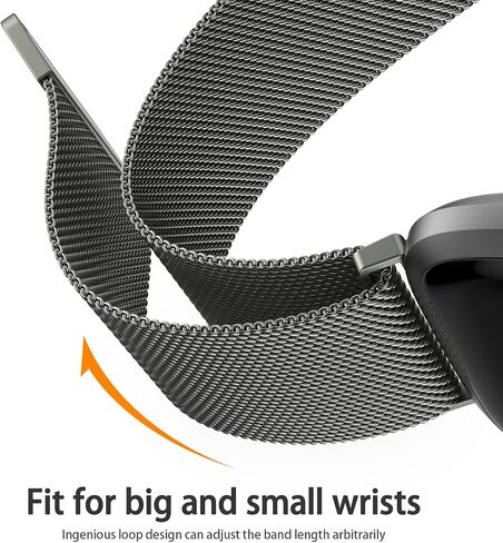 حزام معدني متوافق مع Fitbit Versa 2 Bands / Fitbit Versa Bands للنساء والرجال، حزام سوار بديل بحلقة شبكية من الفولاذ المقاوم للصدأ لساعة Fitbit Versa 2 / Fitbit Versa / Versa Lite / Versa SE الذكية in Kuwait