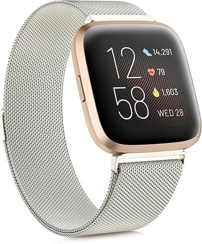 حزام معدني متوافق مع Fitbit Versa 2 Bands / Fitbit Versa Bands للنساء والرجال، حزام سوار بديل بحلقة شبكية من الفولاذ المقاوم للصدأ لساعة Fitbit Versa 2 / Fitbit Versa / Versa Lite / Versa SE الذكية in Kuwait