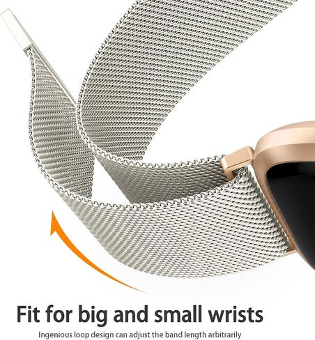 حزام معدني متوافق مع Fitbit Versa 2 Bands / Fitbit Versa Bands للنساء والرجال، حزام سوار بديل بحلقة شبكية من الفولاذ المقاوم للصدأ لساعة Fitbit Versa 2 / Fitbit Versa / Versa Lite / Versa SE الذكية in Kuwait