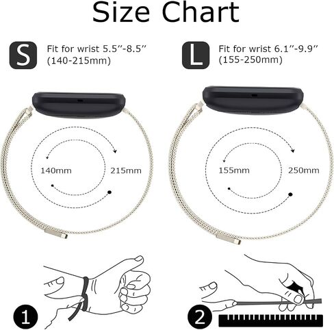 حزام معدني متوافق مع Fitbit Versa 2 Bands / Fitbit Versa Bands للنساء والرجال، حزام سوار بديل بحلقة شبكية من الفولاذ المقاوم للصدأ لساعة Fitbit Versa 2 / Fitbit Versa / Versa Lite / Versa SE الذكية in Kuwait