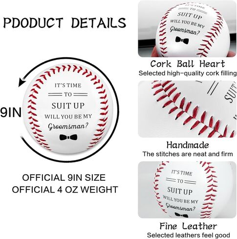 Groomsman البيسبولس Groomsman اقتراح هدية هدية للرجال صديق Homie البيسبول من Groom Bachelor Party Fox for Wedder in Kuwait
