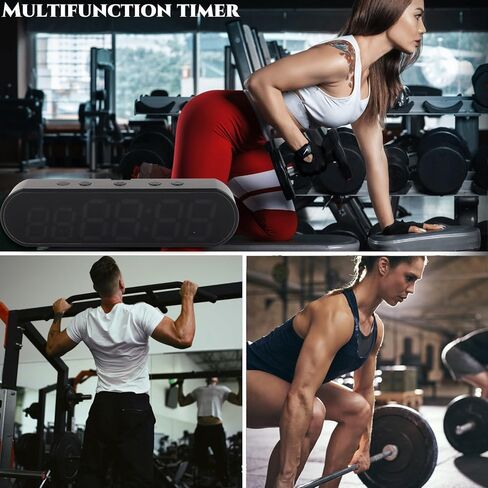 Portable Gym Timer, Fitness Timer Clock with Low Battery Reminder Function, 1000mAh Multifunctional Workout Timer Interval Clock, LED Training Timer for Home, Garage, Outdoors in Kuwait