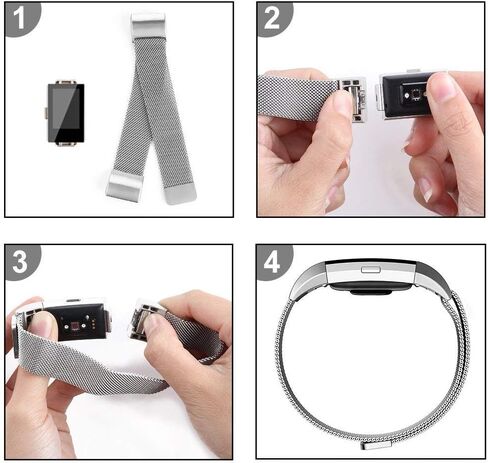 Amzpas Metal band for Fitbit Charge 2 Bands for Women Men, Stainless Steel Mesh Breathable Wristband with Adjustable Magnet Clasp for Fitbit Charge 2 band in Saudi Arabia