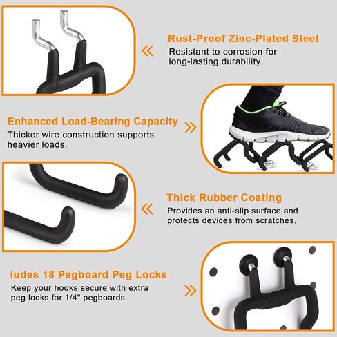9 حزمة Hight Duty Pegboard Hooks 1/4 بوصة ، إكسسوارات منظم لوح الويد in Kuwait