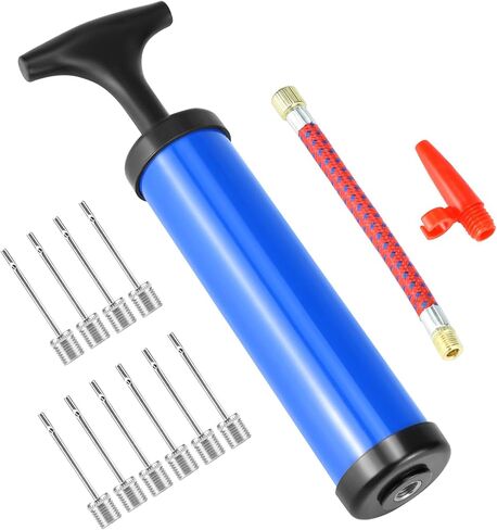 QWORK Ball Pump Set with 10 Needles, Flexible Hose & Nozzle, Air Pump Ball Inflator Pump for Football, Soccer, Basketball, Volleyball in Saudi Arabia