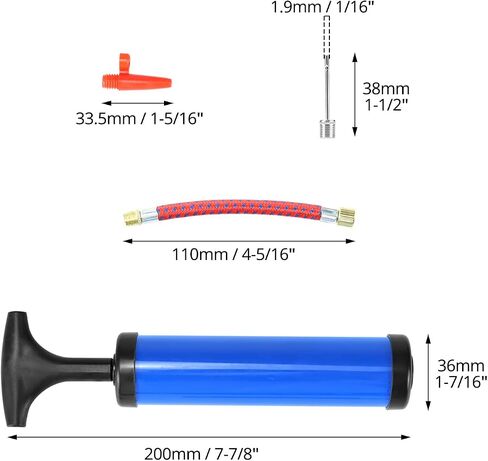 QWORK Ball Pump Set with 10 Needles, Flexible Hose & Nozzle, Air Pump Ball Inflator Pump for Football, Soccer, Basketball, Volleyball in Saudi Arabia