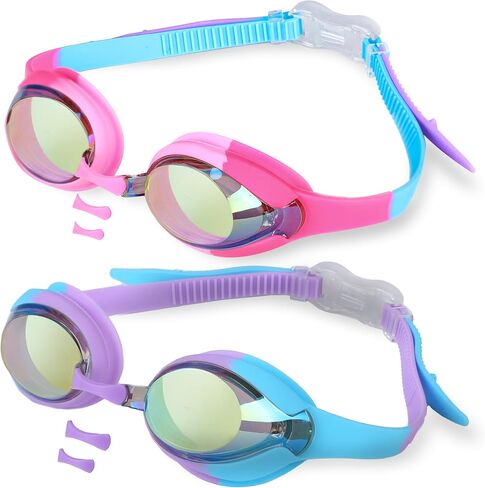 EcoNour (2 Pack Kids Swim Goggles for Children Boys Girls & Toddler Age 3-12 | Anti-Fog, UV Protection Goggles for Swimming in Saudi Arabia