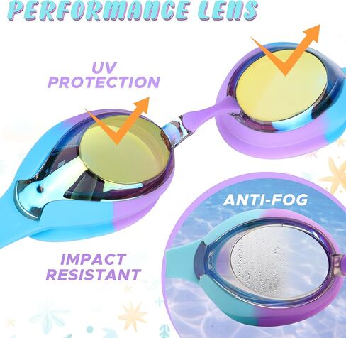 EcoNour (2 Pack Kids Swim Goggles for Children Boys Girls & Toddler Age 3-12 | Anti-Fog, UV Protection Goggles for Swimming in Saudi Arabia